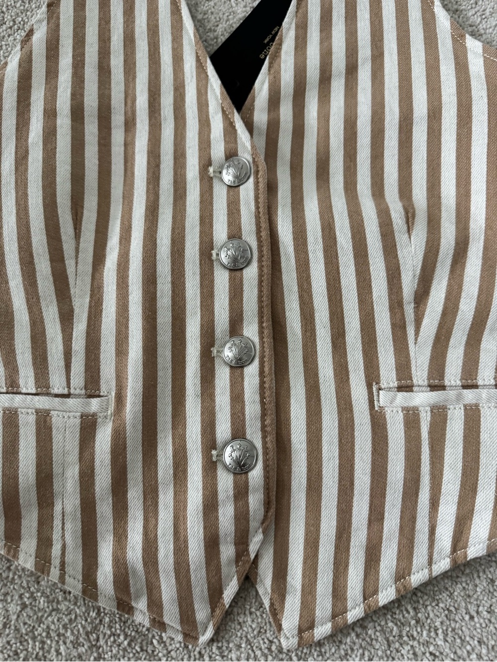 rag & bone Beige and White Striped Halter Vest - Picture 2 of 5